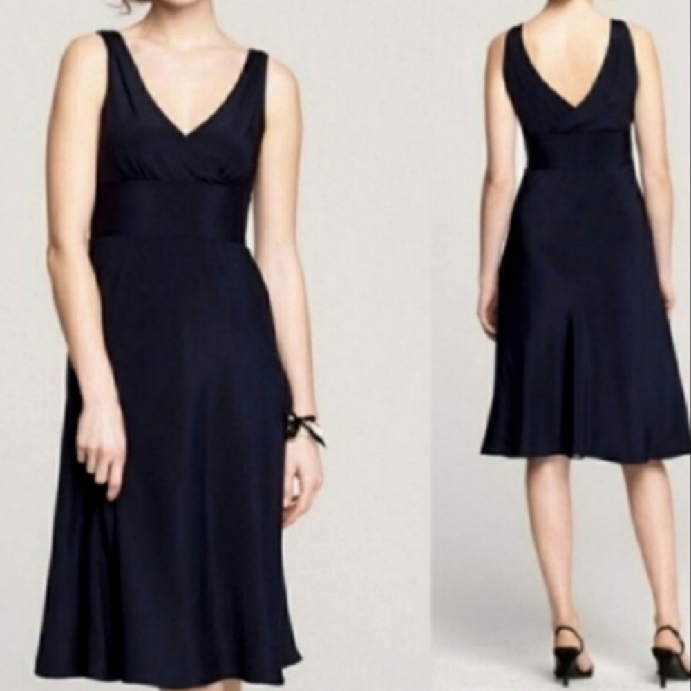 J. Crew Sophia Black Silk Tricotine Midi Dress LTD